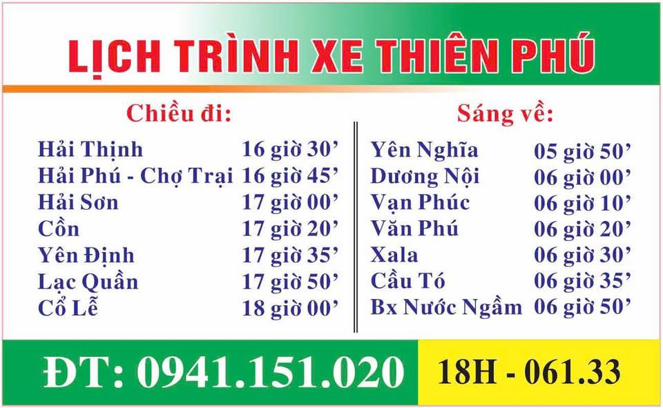 nhà xe Thiên Phú Thịnh Long Hải Hậu
